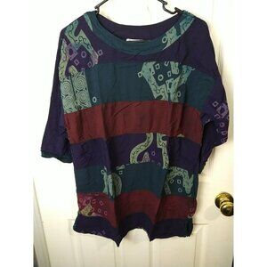 Webebop Women's Round Neck Boho Casual  Art To Wear Blouse. Size M*